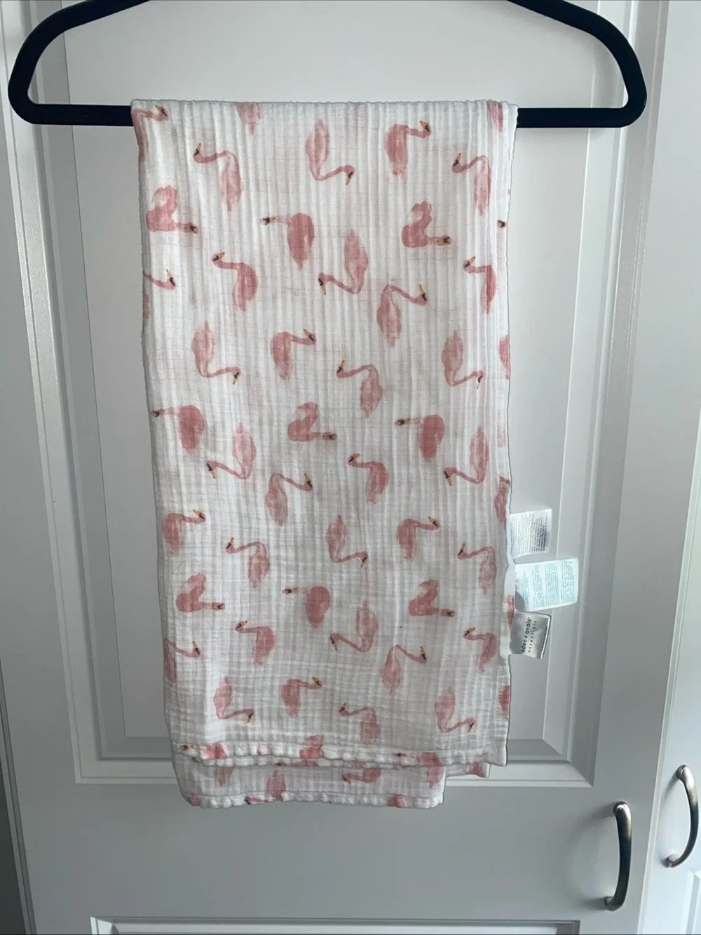 ADEN + ANAIS Summer Cotton Muslin Blanket Flamingo Print Pink White